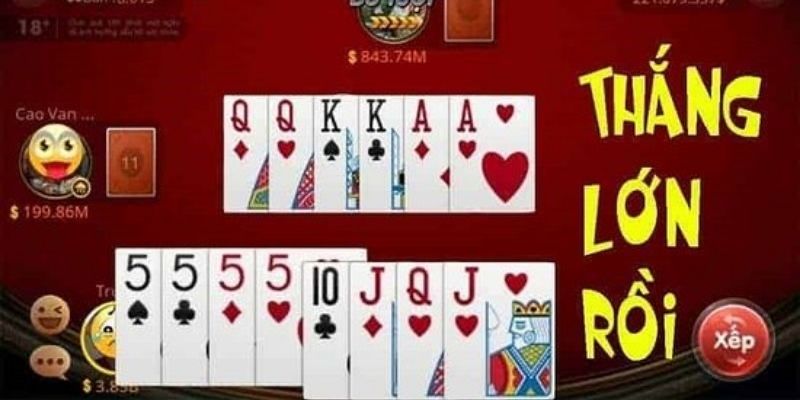 Tiến lên miền Nam tứ quý chặt đôi 2 dễ thắng lớn